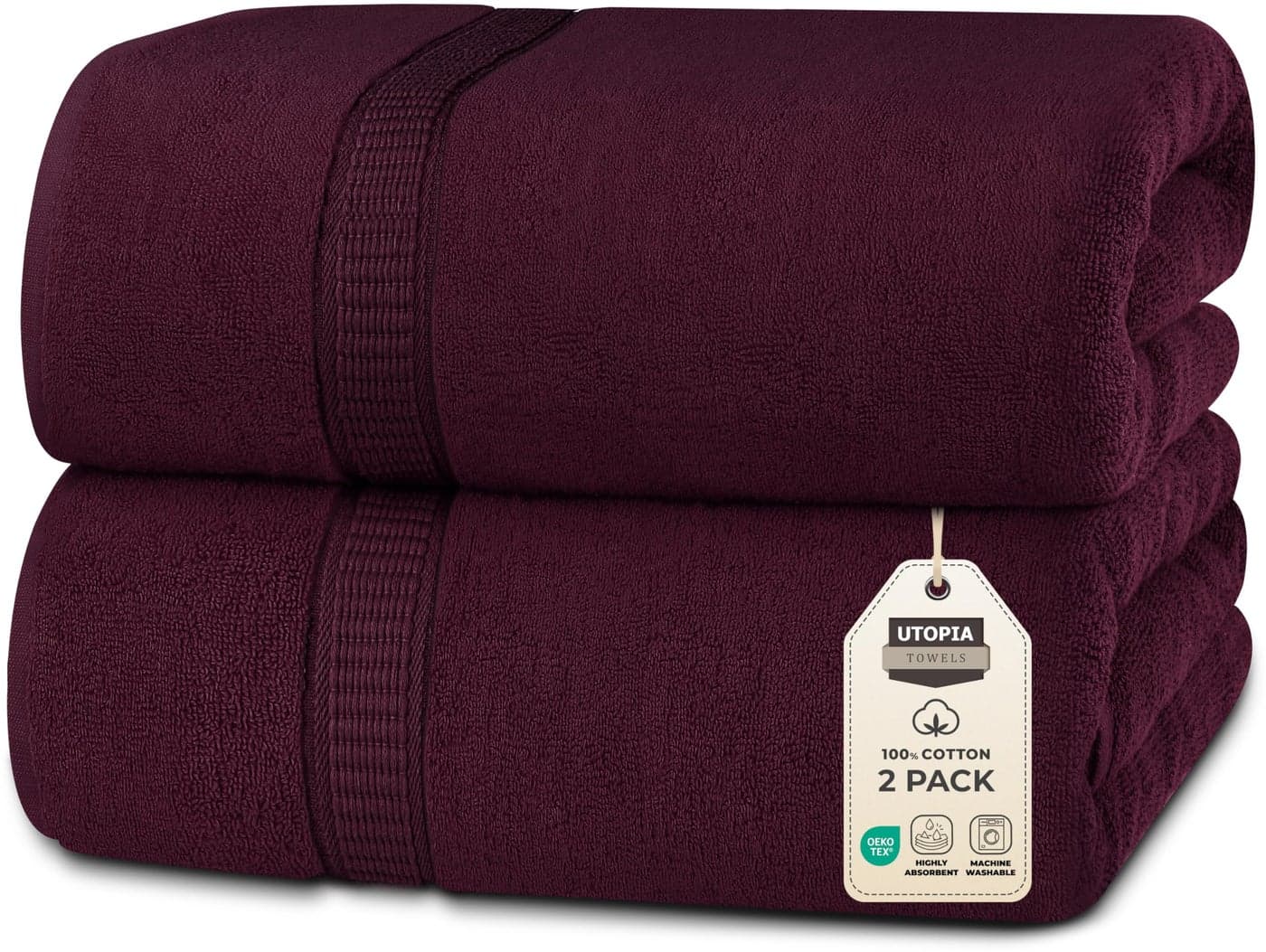 Utopia Towels Luxurious Jumbo Bath Sheet 2 Piece 600 GSM 35 by 70 Inches 100 Ring Spun Cotton Highly Absorbent and Quick Dry Extra Large Bath Towel Super Soft Towel Burgundy