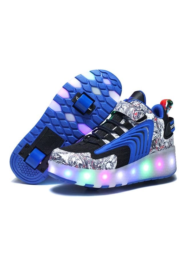 Kids Roller Skates Shoes 4 Wheels Roller Shoes Boys Girls Wheel Shoes Roller Sneakers Shoes for Beginner More Balanced