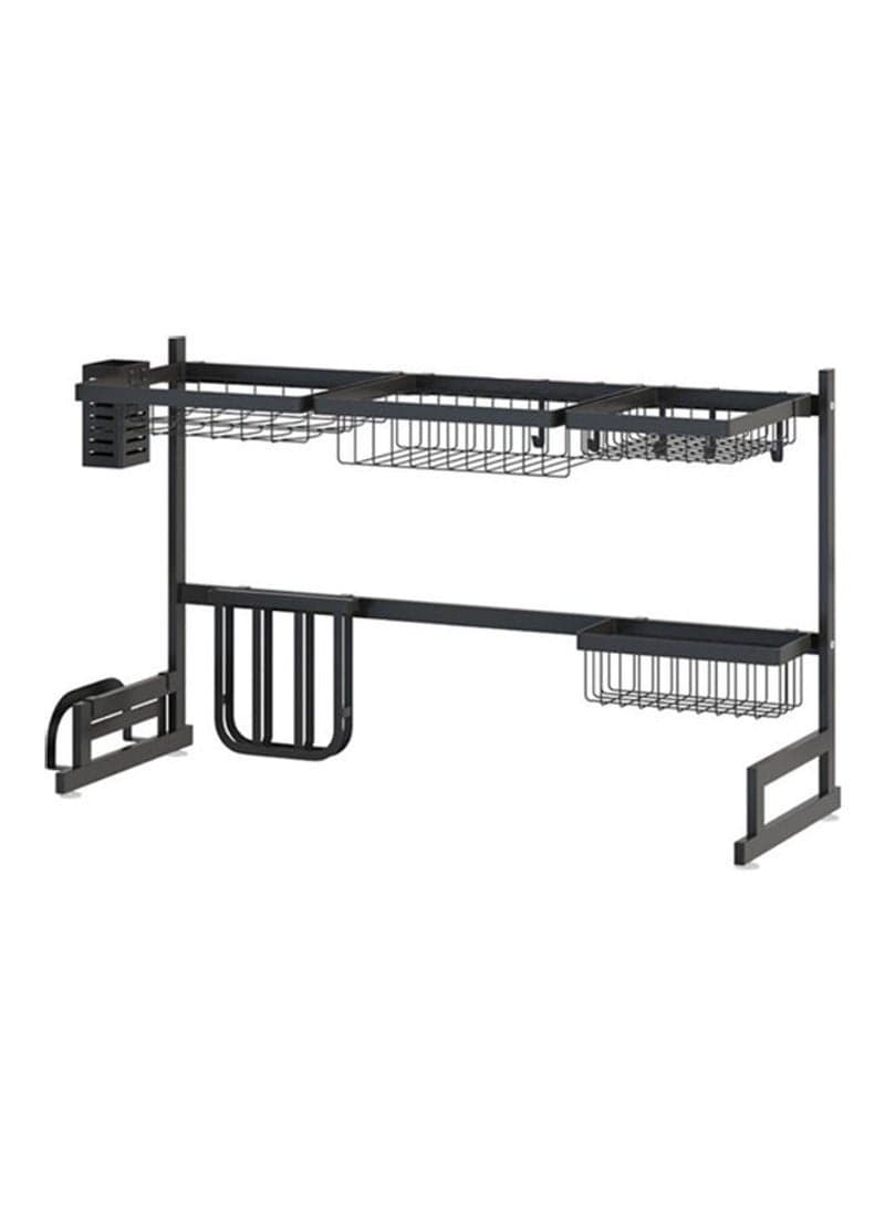 Stainless Steel Expandable Adjustable Large Kitchen Over Sink Dish Drying Rack Black 85 x 32 x 52cm