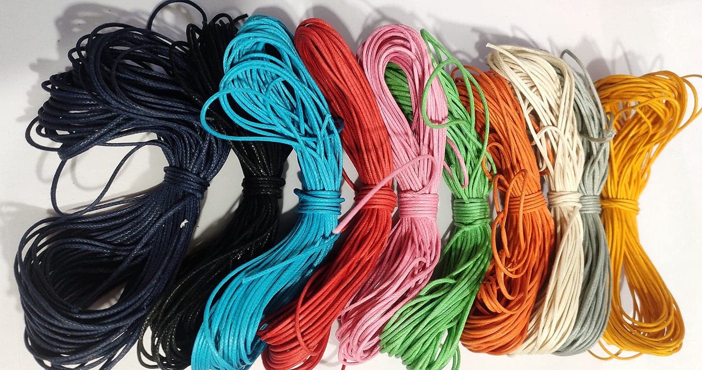 OMX Waxed Cotton Cord Wire 10 Colours, 0.5mm - Total 100 Mtr (Colour Mix, 10Mtr Each)