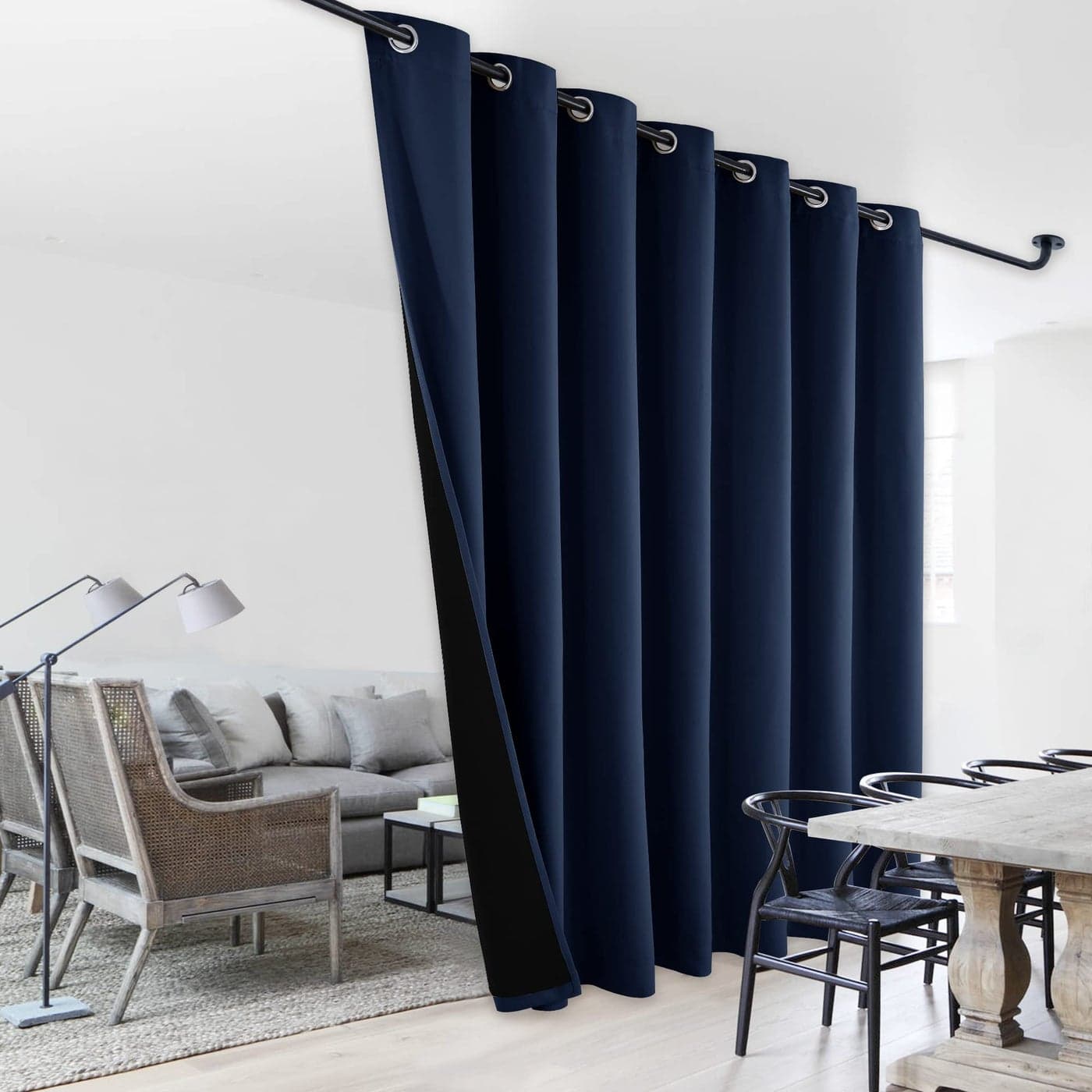 NICETOWN Sound Reducing Room Divider Curtains 100 Blackout Patio Curtain Wide Lined Drape Keep Warm Drapery Sliding Glass Door Panel for Night ShiftNavy 1 Panel 100 Wide x 108 Long