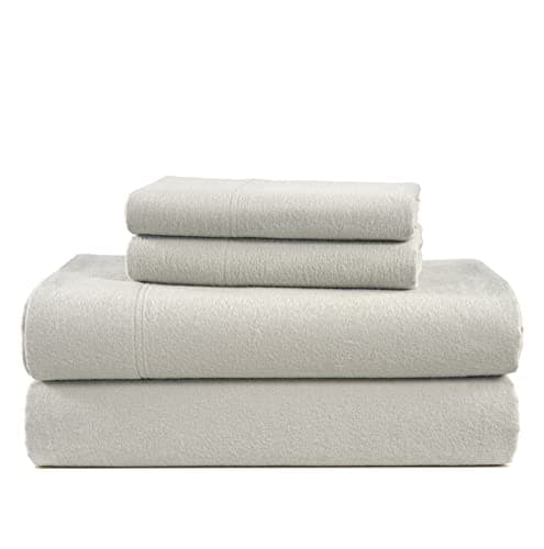 LANE LINEN 100% Cotton Flannel Sheets Twin Size - Brushed for Extra Softness - Lightweight Twin Size Cotton Sheets Set - Warm & Cozy Flannel Twin Bed Sheets, 15" Deep Pocket Twin Sheet Set - Mineral
