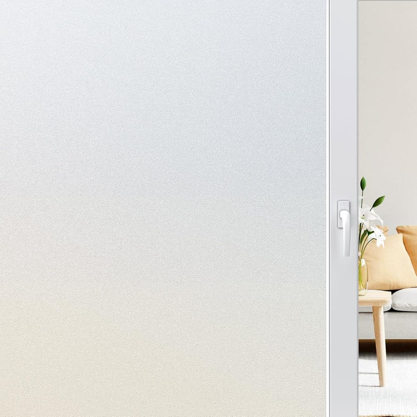 rabbitgoo Window Film Privacy Frosted Window Film Opaque Stickers for Glass Doors Frosting with New Grid Design No Glue Anti UV Self Adhesive Sun Block Home Bathroom Office 75 x 200 cm