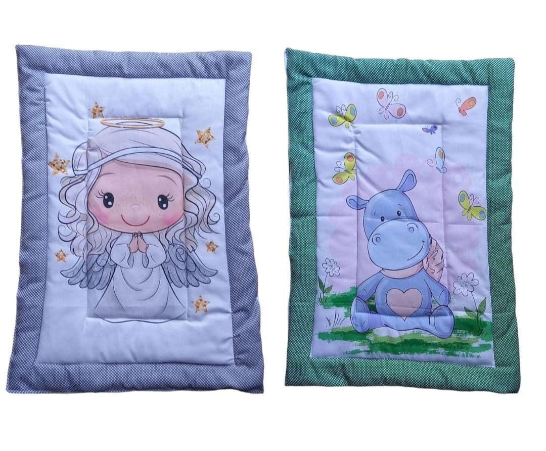 Vivatra Combo Newborn Baby Pom Pom Cotton Baby Bed Godari Cradle Bed Crib Sheet Changing Mat Baby Godadi Godari Bedding Set Mattress_Pack of 2 Piece_20 30 Inch Babygirl Hippo