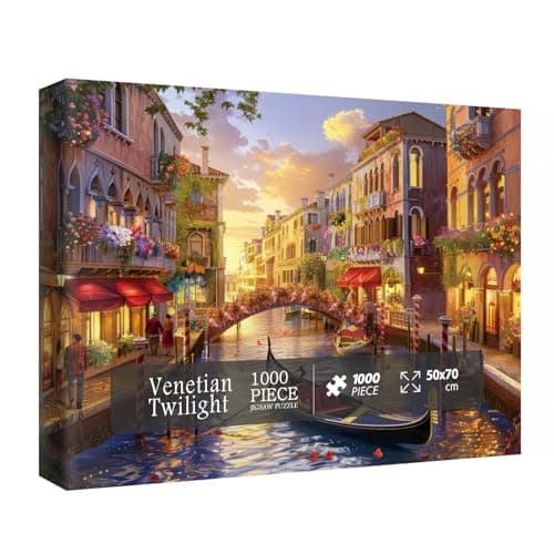 Italy Venice Landscape Puzzles for Adults 1000 Pieces Colorful Europe City Scenic Jigsaw Puzzles Art Travel Pretty Sunset Puzzles