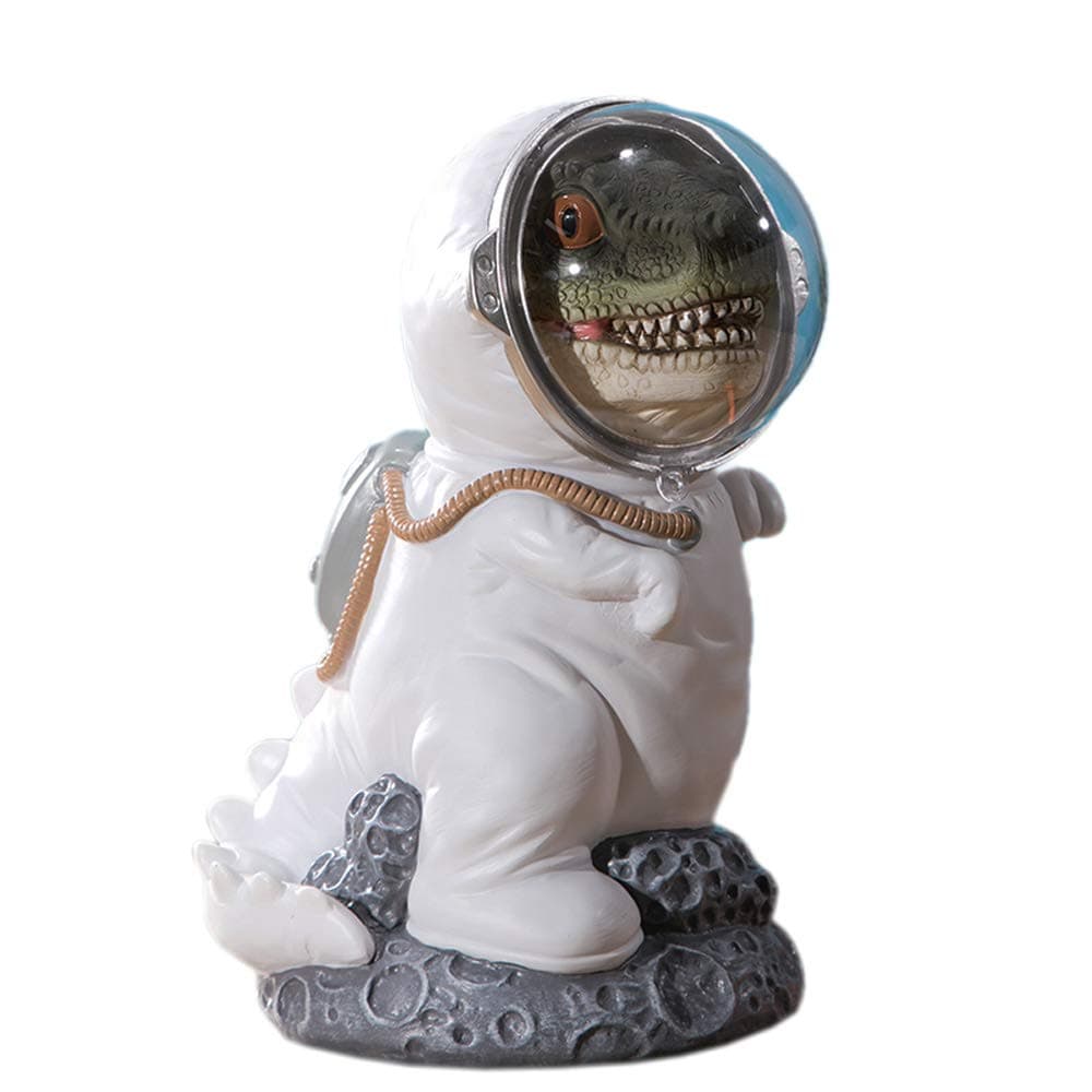 MASSJOY Creative Resin Dinosaur Astronaut Piggy Bank Coin Bank Saving Pot Money Box