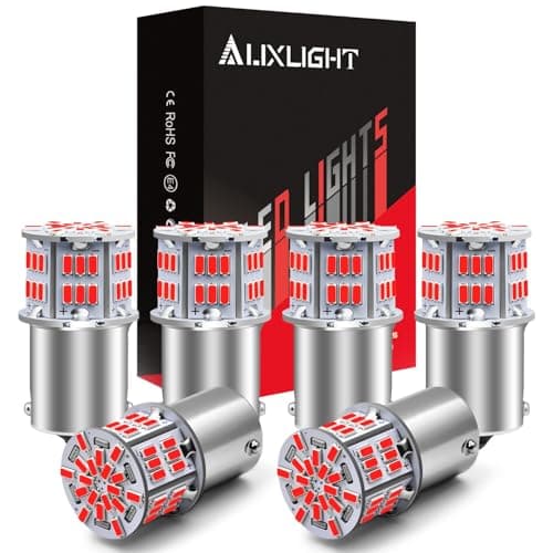 AUXLIGHT 1156 LED Bulbs 54SMD 300 Super Bright BA15S 7506 1141 1003 LED Light Replacement for Car Brake Tail Signal Parking Lights RV Camper Trailer Interior Lights Brilliant RedPack of 6