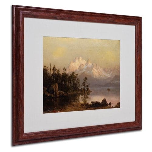 Mountain Canoeing Canvas Wall Art by Albert Bierstadt with Wood Frame, 16 by 20-Inch