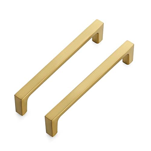 Ravinte 20 Pack Solid 5 Inch Square Cabinet Handles - Brushed Brass Drawer Pulls - Kitchen Hardware and Handles