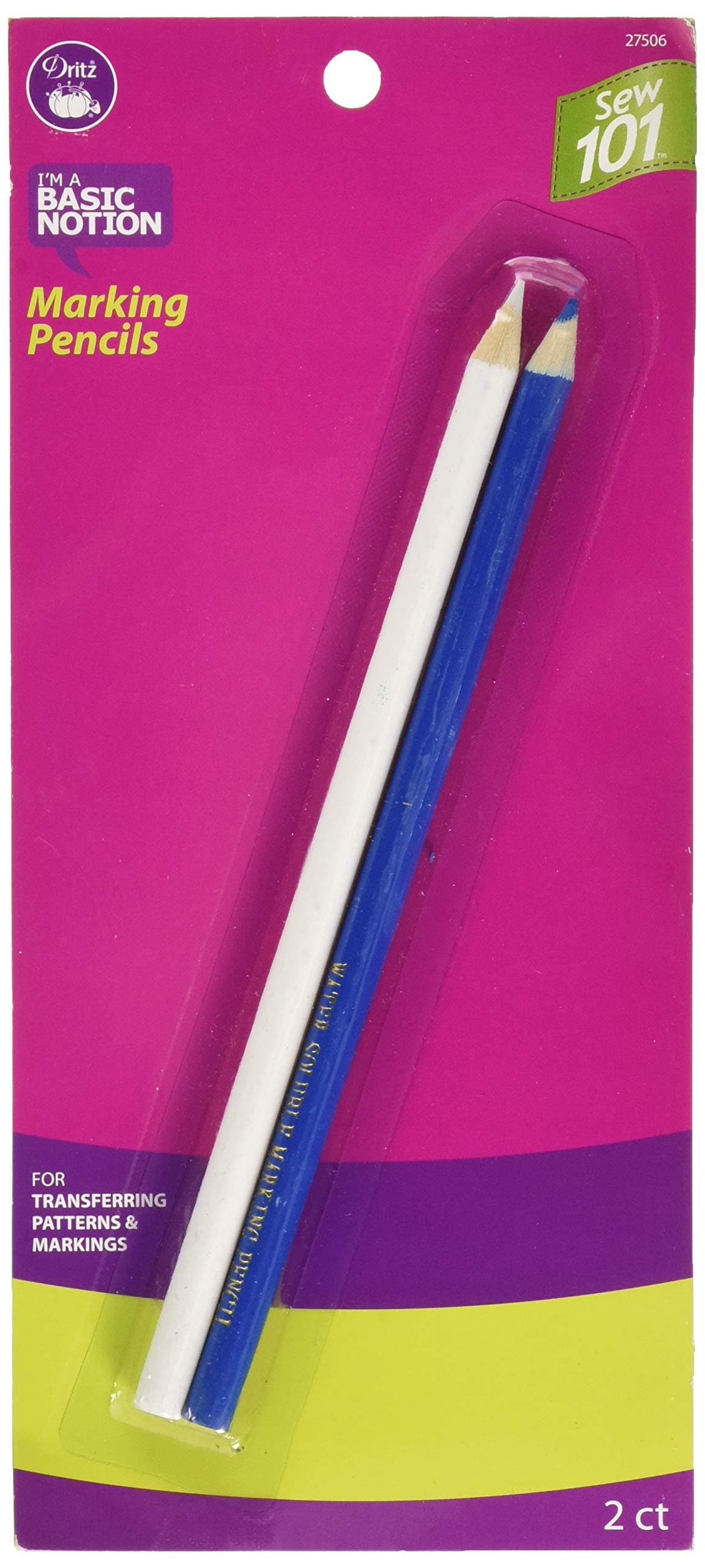 Dritz Sew 101 Marking Pencil Combo Water Soluble Light Blue and White