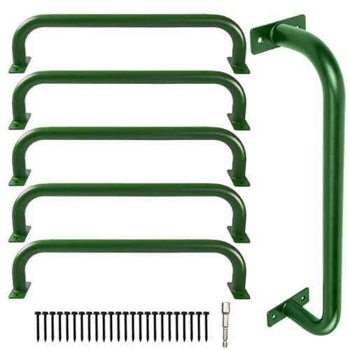 ICokin 6 Pcs Green17Metal Playground Safety Handles NonSlip Grab Bars for Kids Playsets Indoor Ceiling Grab Bars and Outdoor Monkey Bars Playgrounds Climbing FramesTreehouses and Wall ladders