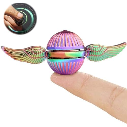 Rainbow Fidget Sphere Spinner Metal for Kids Adults EDC Desk Toy Wings Finger Hand Spinner Spinning Toys Christmas Birthday Gifts for Boys Girls Stress Relief AntiAnxiety Novelty Prize