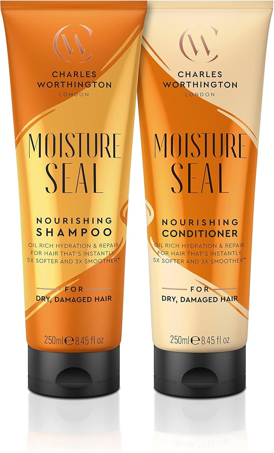 Charles Worthington Moisture Seal Duo Shampoo and Conditioner Set Haircare Routine for Moisture and Hydration For Dry Hair 2 x 250 ml