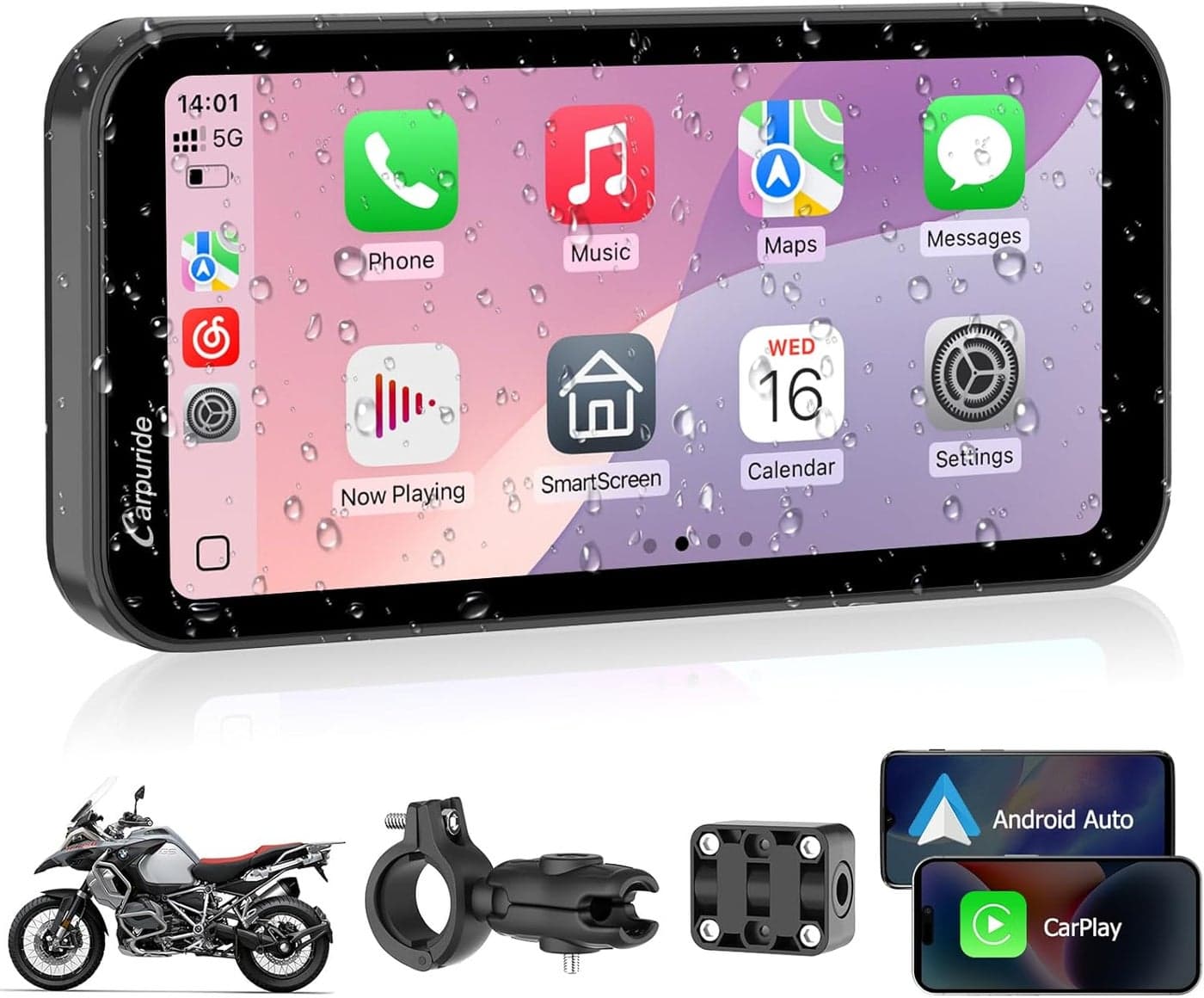 Carpuride W603 Motorcycle Carplay Screen - 6.3" Waterproof Touchscreen with Wireless CarPlay & Android Auto