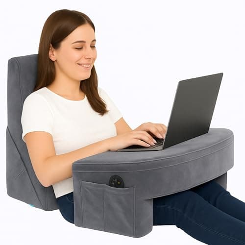 CUSHIO Lap Desk & Adjustable Wedge Combo for Laptops, Study and Reading | Memory Foam Adjustable Wedge for Back Support & Lap Desk Pillow-Gaming & Reading Pillow (Grey)