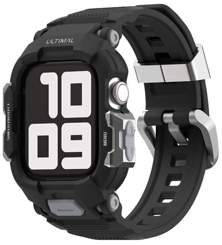 ULTIMAL Sport Case Band Compatible with Apple Watch SE 321 Series 9 8 7 6 5 4 41mm 40mm Full Protective Shockproof Scratch Resistant Rugged Bumper for Women MenBlack