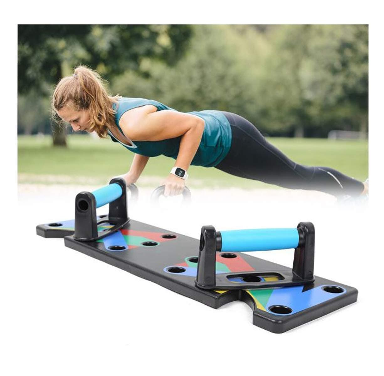 "Serveuttam Plastic 9 in 1 Gym Work Out Body Building Exercise Push Up Board Stand Strong Bar, 1Pc(Back Color)"