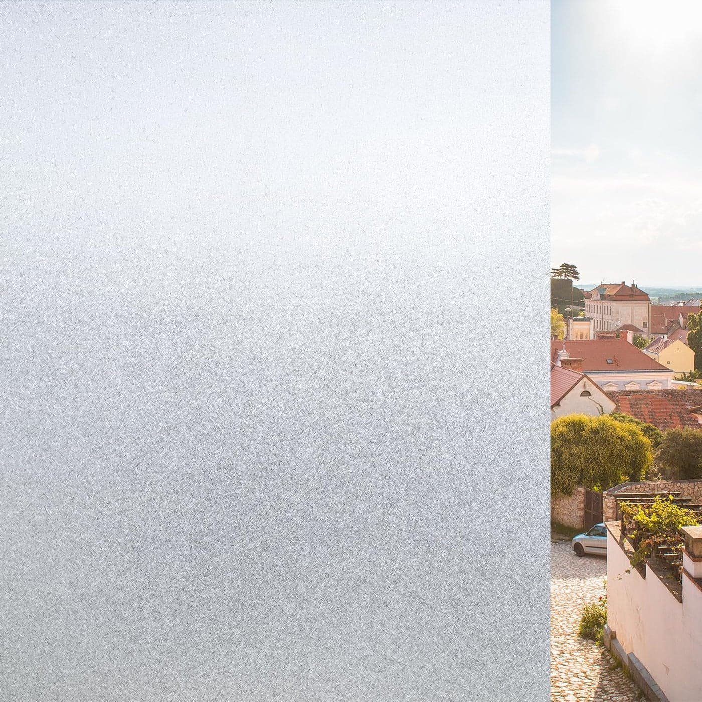 KROMAPOLIS Frosted Window Film Opaque Privacy White Glass StickerNo Glue Static ClingHeat Control Window Films Removable Decorative Windows Film for Bathroom Home Office 60x200cm