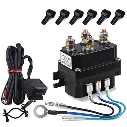 WATERWICH 12V 250A Winch Relay Solenoid Contactor Thumb Switch Combo with 6 Protecting Caps Universal for ATV UTV 2000-5000lbs