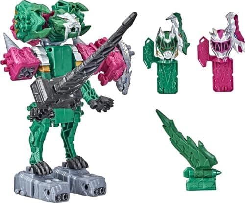 Power Rangers Dino Fury Pink Ankylo Hammer and Green Tiger Claw Zord Toys for Kids Ages 4 and Up Zord Link MixandMatch Custom Build System