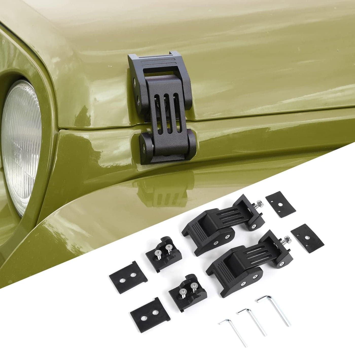 Voodonala Black Stainless Steel Hood Catch Latches Kit for Jeep Wrangler 2007-2024+