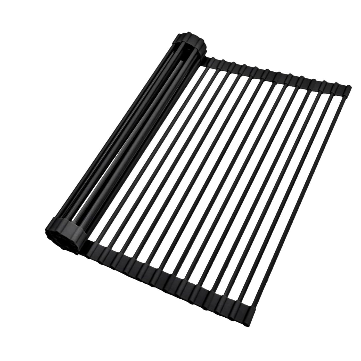 Ohuhu Over The Sink Dish Drainer Drying Rack 176 W x 154 L Roll Up Dish Racks Kitchen Sink Organizer Silicone Wrapped Large in Sink Dish Drying Rack Foldable Rolling Drain Mats AntiSlip
