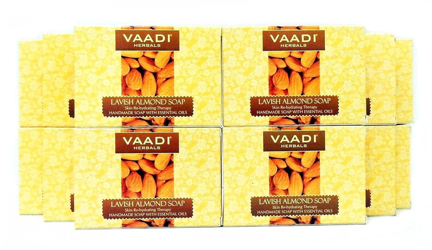 Vaadi Herbals Almond Oil Bar Soap Handmade Herbal Product with 100 Pure Essential Oils ALL Natural Each 265 Ounces Pack of 12 32 Ounces 2 Lb