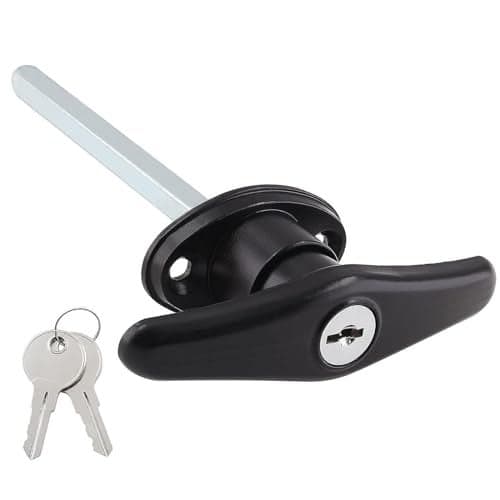 Qjaiune Truck Cap Locking THandles 1 Pack Camper Topper Lock Camper Shell Locks and Keys THandle Canopy Replacement Lock Black T Handle Garage Lock Blind Mount Locking THandle Leer Lock