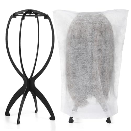 ProSuites 2 Pack Wig Stand with 2 Pcs Wig Dust Bags Wig Holder Hat Display with Wig Bag for Women Multiple Wigs Wig Party Kit for Salon Home Travel Use