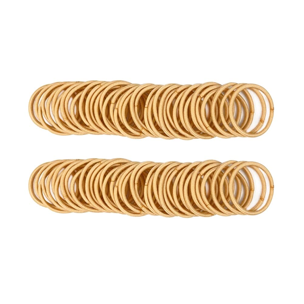 100 Pcs Baby Hair Ties Gold Hair Bands for thin hair No Metal Hair Elastics Ponytail Holder for Kids2 mm x 25 cmBlonde