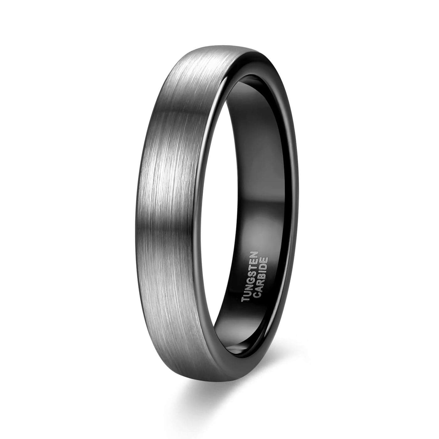 TRUMIUM 4mm Tungsten Rings for Men Women Engagement Wedding Band Brushed Black Comfort Fit Size 4
