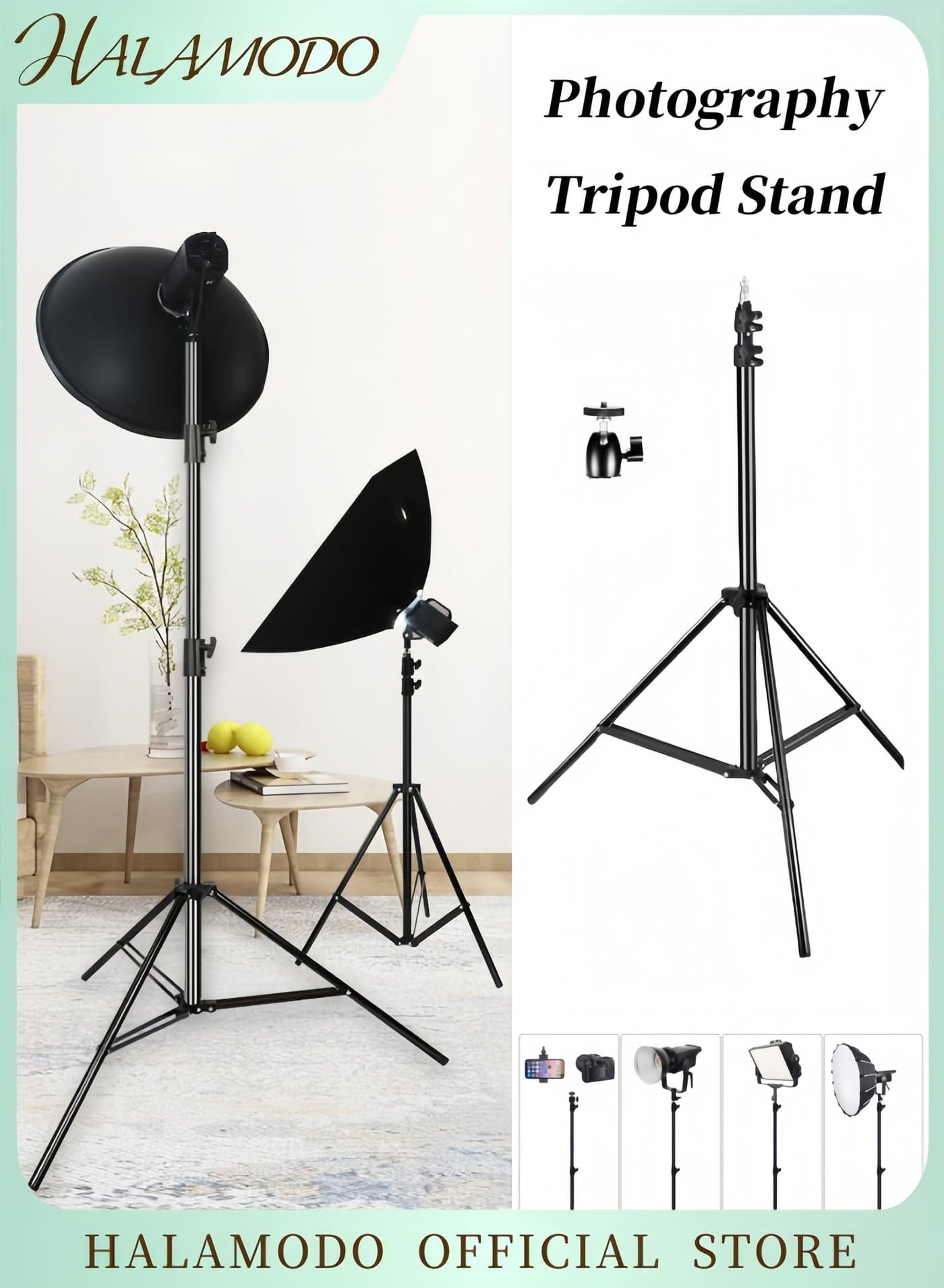 Photography Light Stand Aluminum Alloy Photography Tripod Stand Adjustable Studio Lighting Tripod Stand Heavy Duty Lighting Stand for Speedlight & Softbox & Camera & Photographic Light