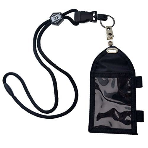 Ultimate Nylon Badge Holder with Pen Loop Key Ring and Heavy Duty Lanyard, by Specialist ID (Black)