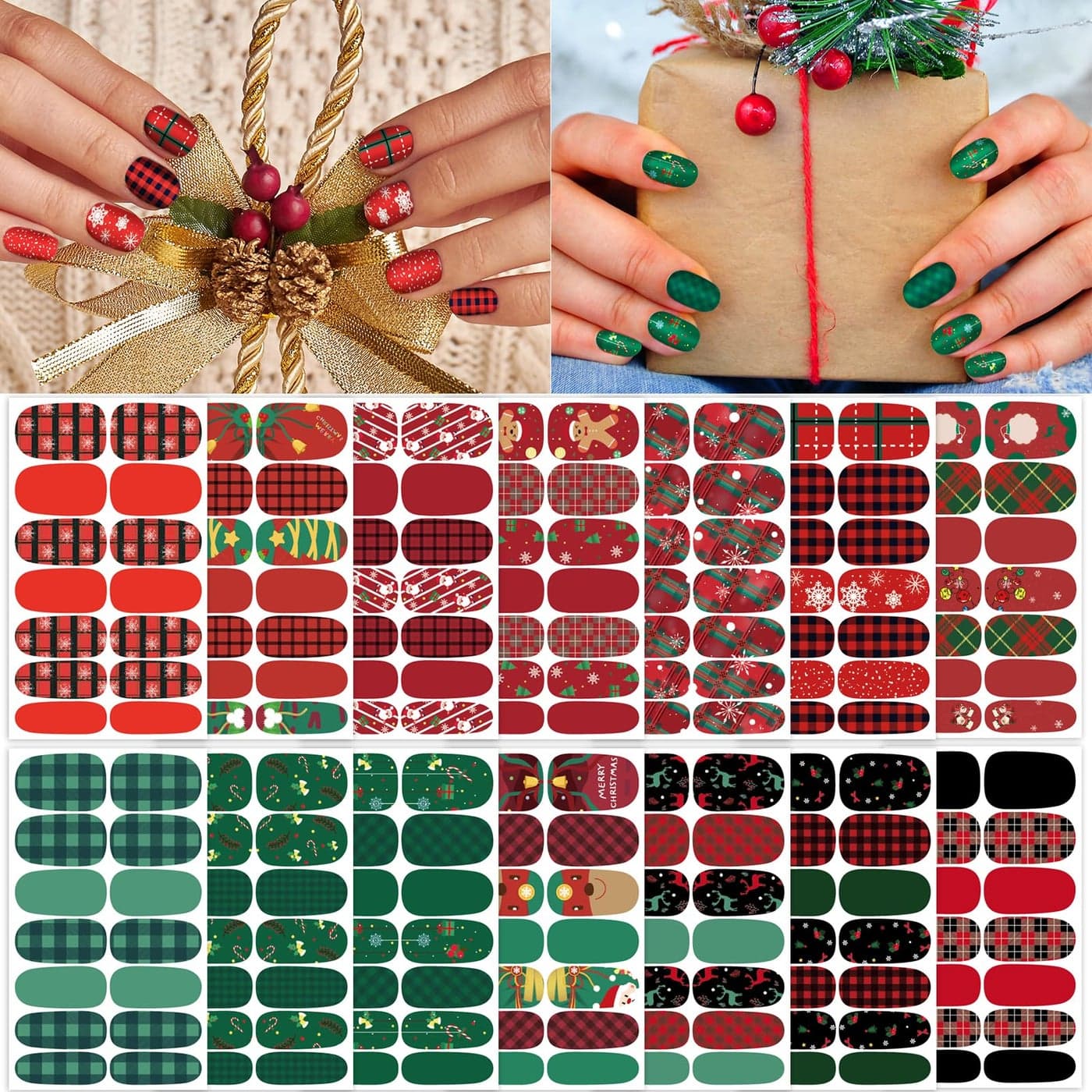 TailaiMei 14 Sheets Christmas Nail Wraps Stickers Nail Polish Strips SelfAdhesive Full Wraps with 2 pcs Nail Files for DIY Nail Art Decals Celebrate Style