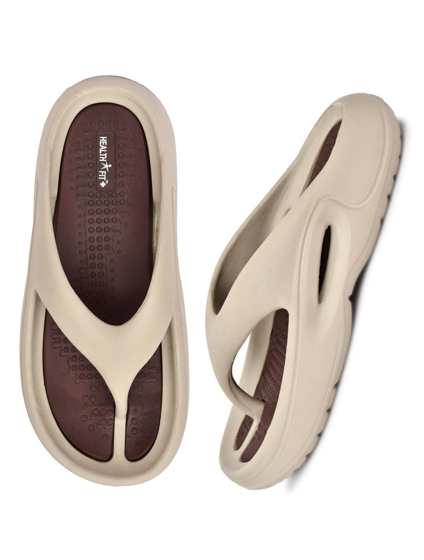 HEALTH FIT Extra Soft Premium Slippers with Soft Acupressure Comfortable & Light Weight Stylish & Anti-Skid Classic Ultra Soft Casual Waterproof & Everyday Flip Flops HF147BGBR UK-8