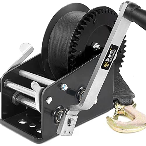 Megaflint Boat Winch Heavy Duty Steel 3500lbs Trailer Winch Hand Winch with Hook Two Way Ratchet Crank Winch for SUV ATV Gear Cable Winch Black