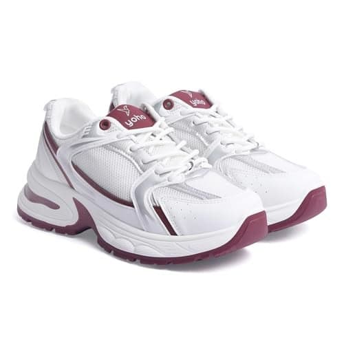 YOHO Chonks Women’s Sporty Comfortable Chunky Sneakers | Burgundy - UK 4