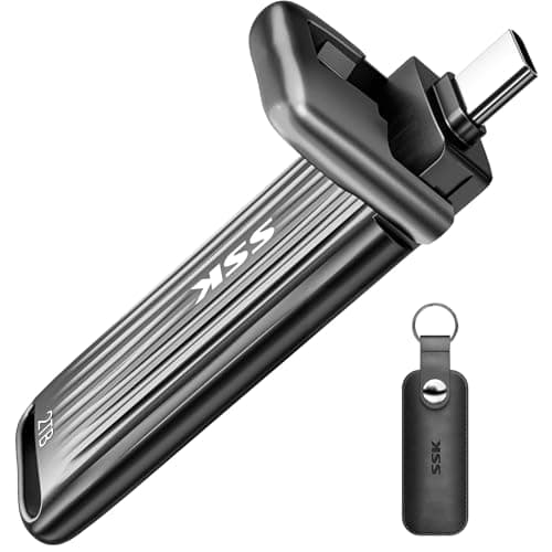 SSK External Solid State Drives 2TB Maximum up to 2000mb/s External Hard Drive USB 3.2 Gen 2x2 Portable SSD Zinc Alloy USB C Flash Thumb Drive for Android Phone/Tablets/Laptops/Mac/iPhone 15/16