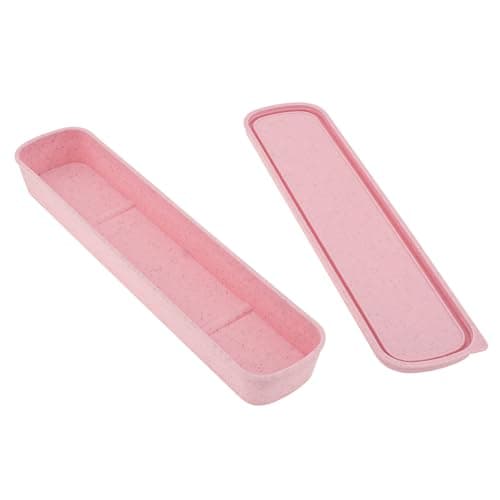 OriGlam 1pcs Portable Flatware Box Travel Tableware Storage Case Box, Utensil Case Flatware Storage Box for Cutlery Kit, 9.84 x 2.40 inch (Pink)