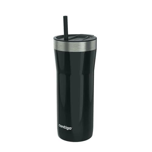 Contigo Stainless Steel Vacuum Insulated Tumbler With Straw, 32 oz (Black/Licorice)