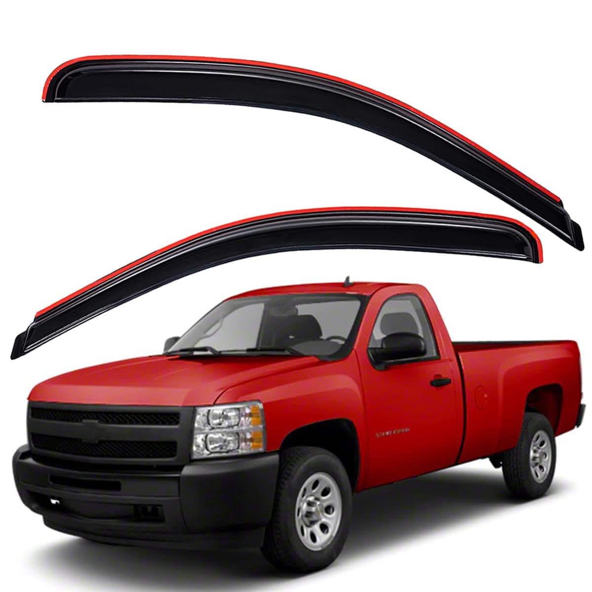 Lightronic Extra Durable inChannel Auto Vent Window Visor Fits 20072013 Chevrolet Silverado GMC Sierra 1500 20072014 SilveradoSierra 2500 HD 3500 HD RegularExtendedCrew Cab Smoke 2Pcs