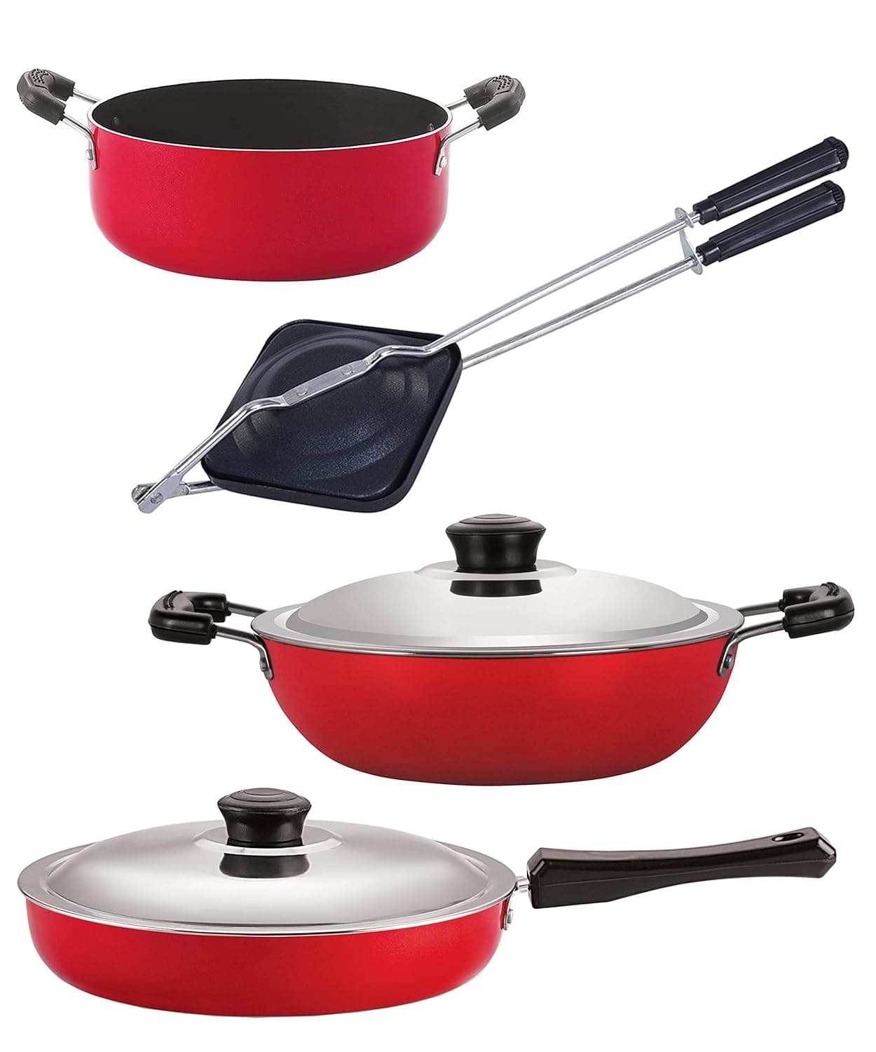 Nirlon Non Stick Aluminium Chemical Free Kitchen Item Set of 4-Pieces (FP11_DKD(B)_HT_CS24)
