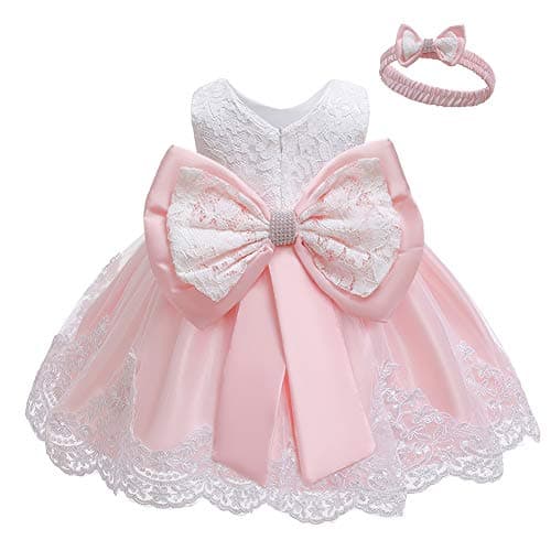 LZH Baby Girl Dresses 3-6 Months, Baby Girl Ruffle Lace Pageant Party Wedding Flower Dress Baby Girl Baptism Dress