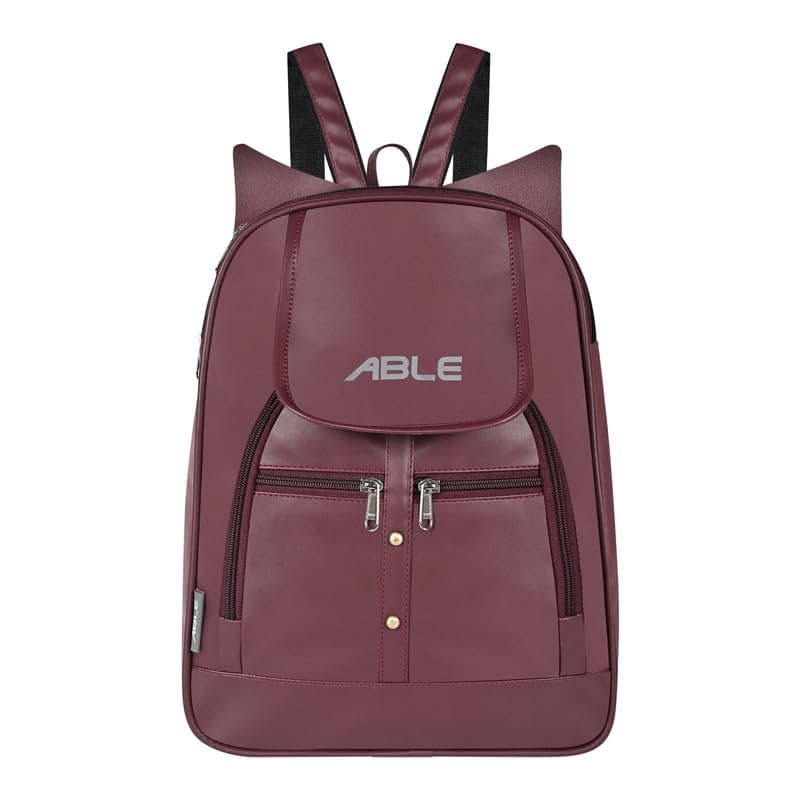 ABLE® Wave Backpack for Womens,Girls,Kids,Female. Pu Leatherette Fabric Travelling Outdoor, Picnic,School, College Office Work Casual Daily use Backpack.(MAGENTA)