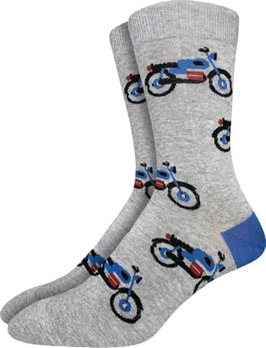 Good Luck Sock Men's Motorcycle Crew Socks,Large (Shoe size 7-12),Grey