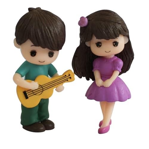 TIED RIBBONS Valentine Gift Decorative Cute Romantic Couple Miniature Showpiece Statue (Multi, Resin) - Valentines Day Gift for Girlfriend Boyfriend Husband Wife Girls Boys, 4.6 x 5 Centimeters
