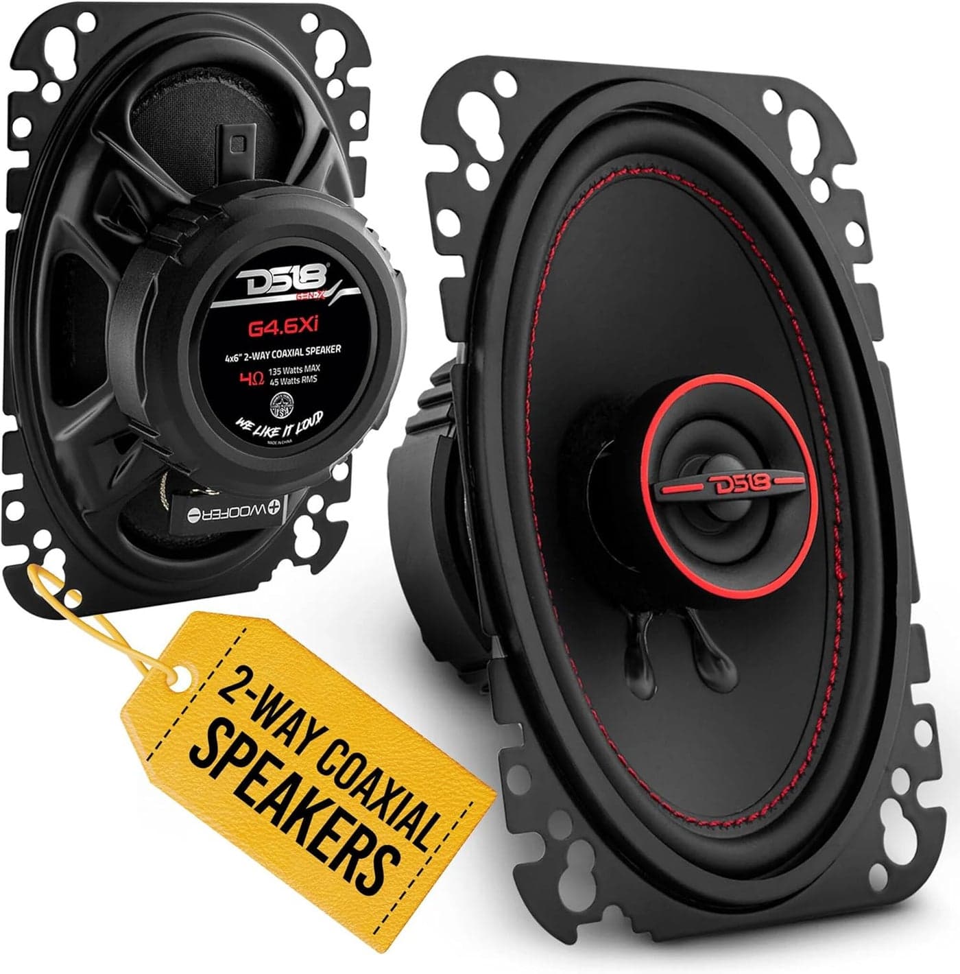 DS18 GEN-X4.6 4x6" 135 Watts 2-Way Coaxial Speakers - Sold as a Pair