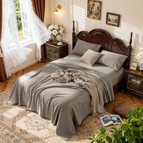 LBRO2M 1000 Thread Count 100 Egyptian Cotton Sheets Set Queen Size 4 Piece Sets Bed Sheet Deep Pocket Sheet Set 16 Soft Comfortable All Season Queen Tapue
