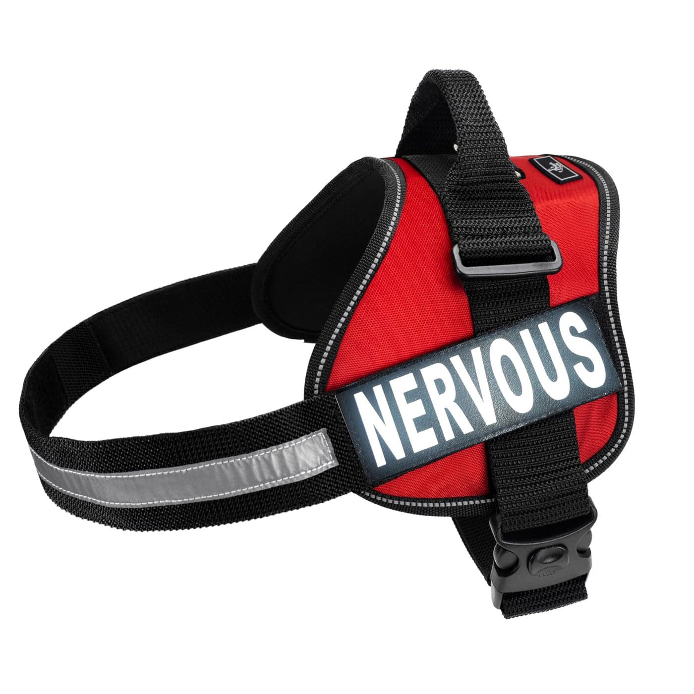 Doggie Stylz Dog Harness with Removable Patches and Reflective Trim Dog Vest Comes with 2 Nervous Reflective Hook and Loop Patches Measure Dogs Girth Before Purchase Girth 30 42 Red