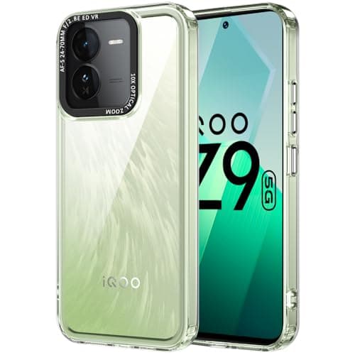 TheGiftKart Hybrid Shockproof Back Cover Case for IQOO Z9 5G | Stylish Camera Border | Electroplated Buttons | Crystal Clear Hard Back Cover Case for IQOO Z9 5G (TPU & PC, Transparent Bumper)